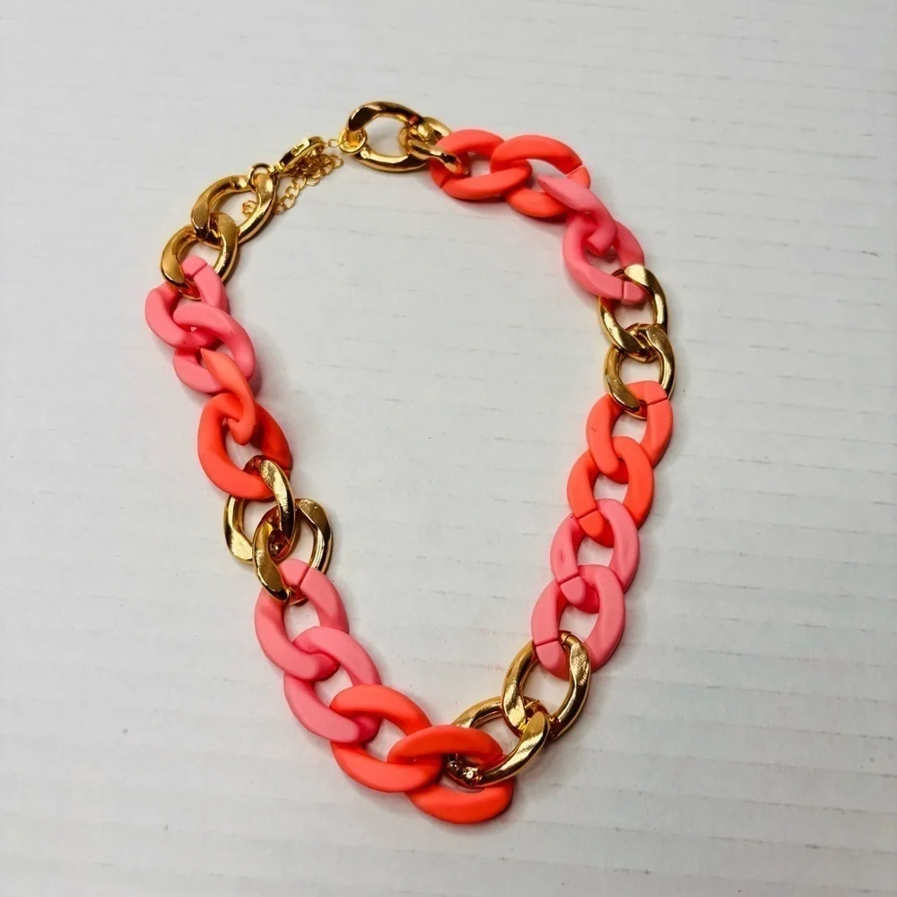 New ADORNIA Pink Curb Chain Necklace